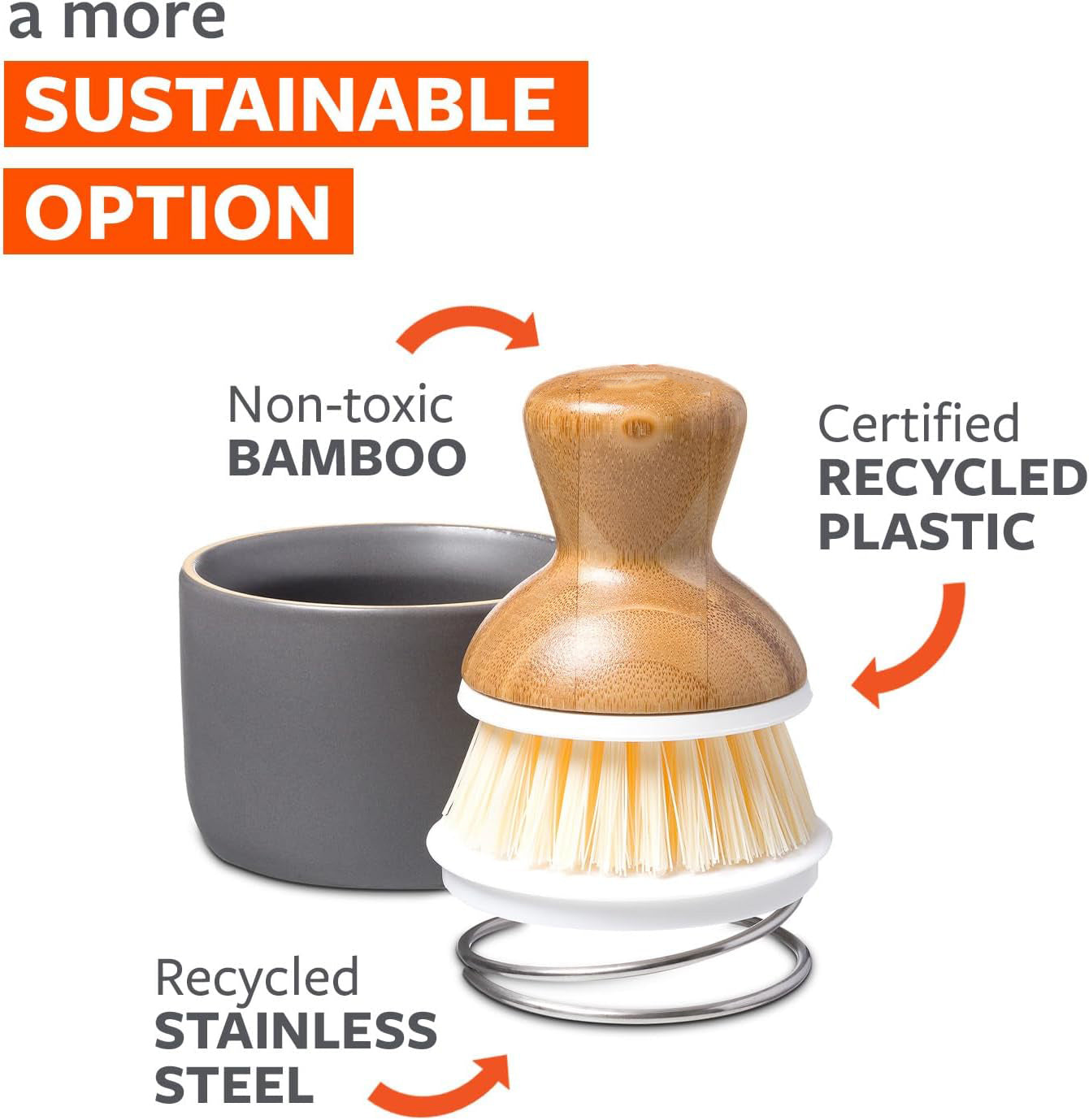 Bamboo Dish Brush with Soap Dispenser