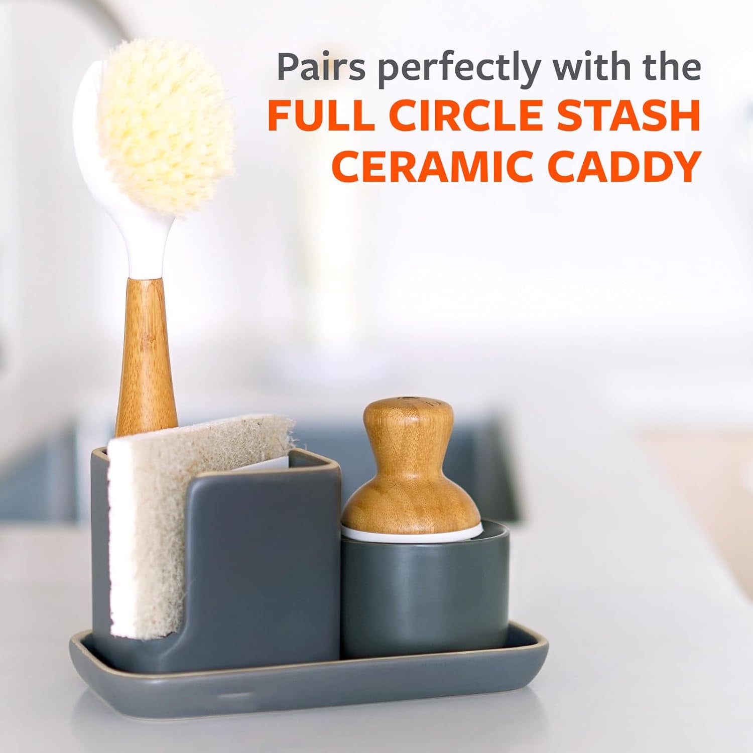 Bamboo Dish Brush with Soap Dispenser