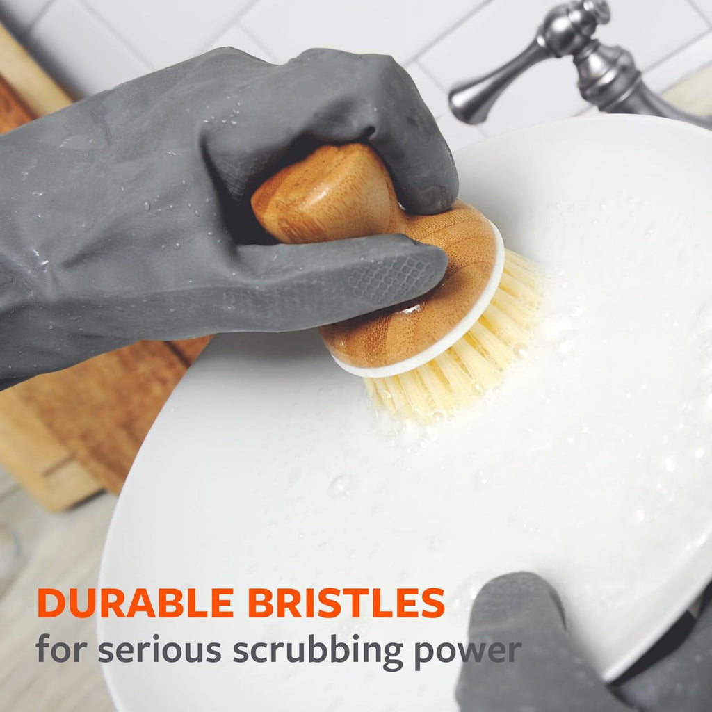 Bamboo Dish Brush with Soap Dispenser