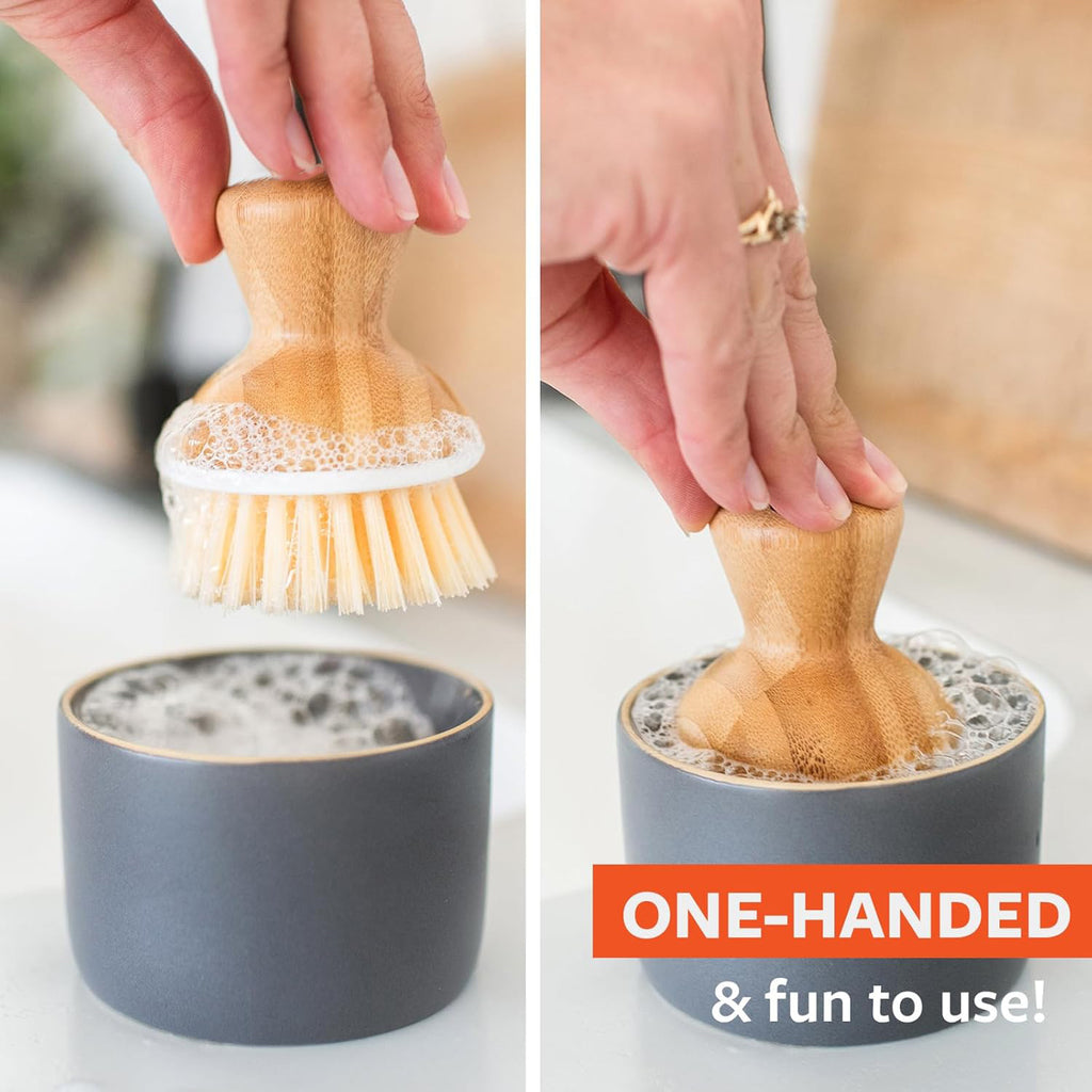 Bamboo Dish Brush with Soap Dispenser