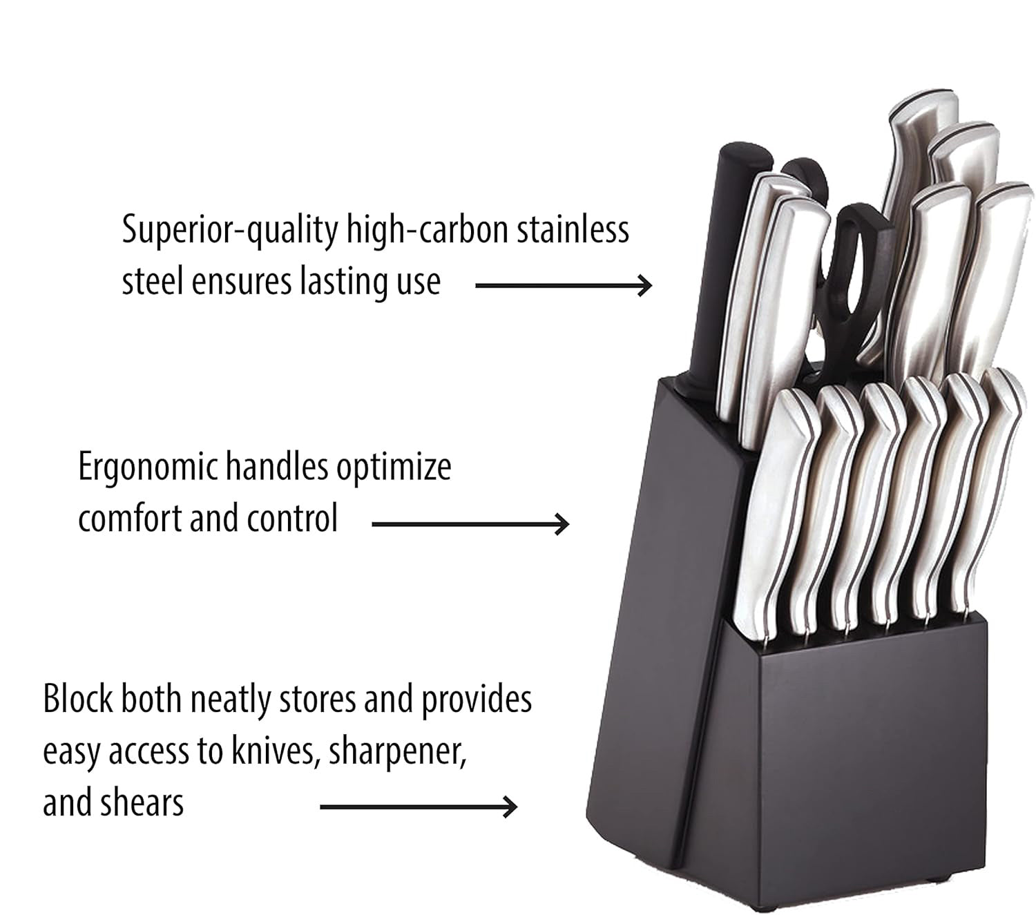 15-Piece High-Carbon Kitchen Knife Set