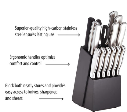 15-Piece High-Carbon Kitchen Knife Set