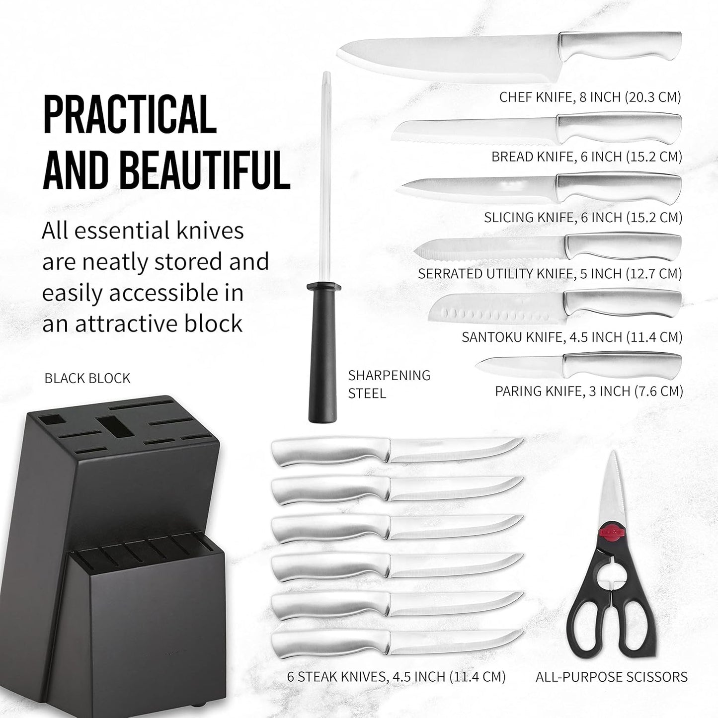 15-Piece High-Carbon Kitchen Knife Set